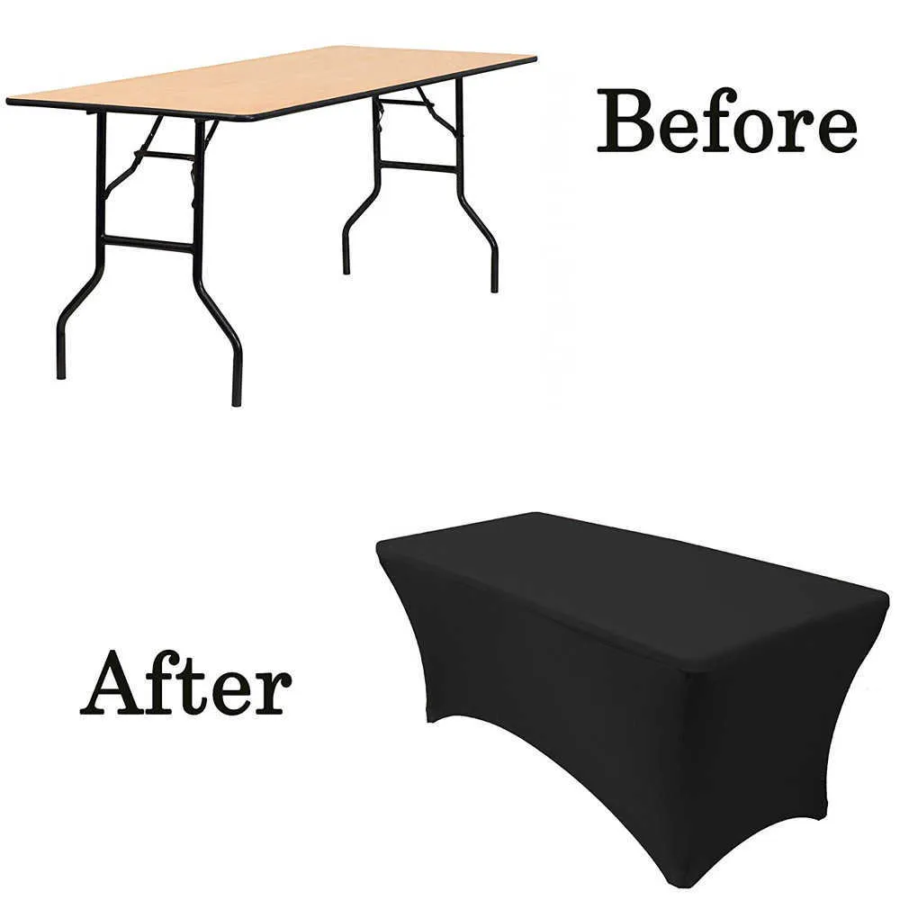 Stretch Rectangle Tablecloth Cover Blackwhite Spandex Table Table Wedding Party Cover El Home Decor 2107075729810