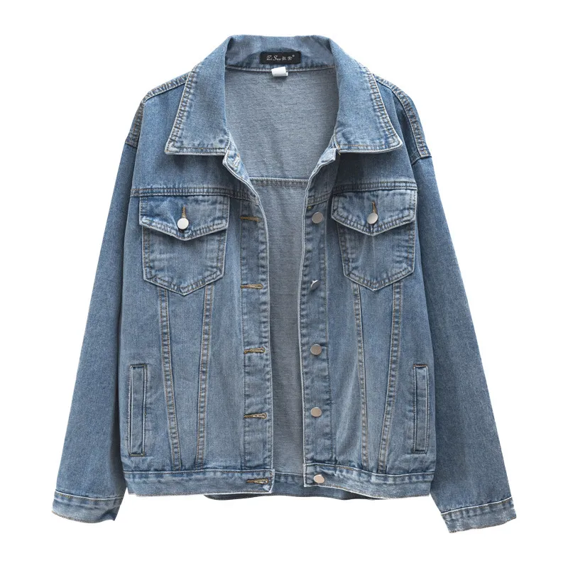 Jean Jacket Women Fashion Cotton Denim Outwear Kurtka Płaszcz Do Kobiecej Wiosny Jesień 210524