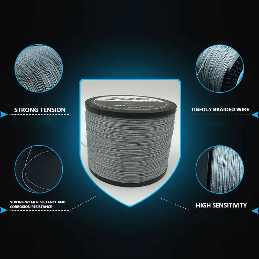 1000M Strong PE 4 Strands Fishing Line for Sea Fishing Wear-resisting Super Monofilament Hyper Copolymer Bit Lines