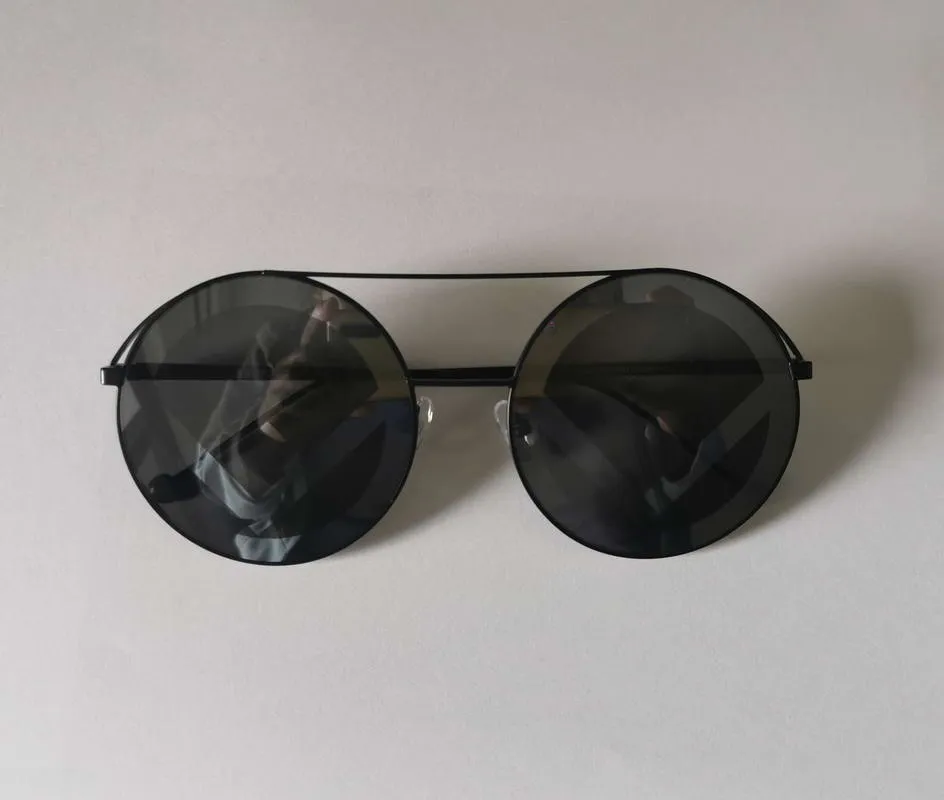 Lunettes de soleil rondes 0285 noir gris miroir lentille mode lunettes de soleil pour femmes hommes gafa de sol avec boîte 286g