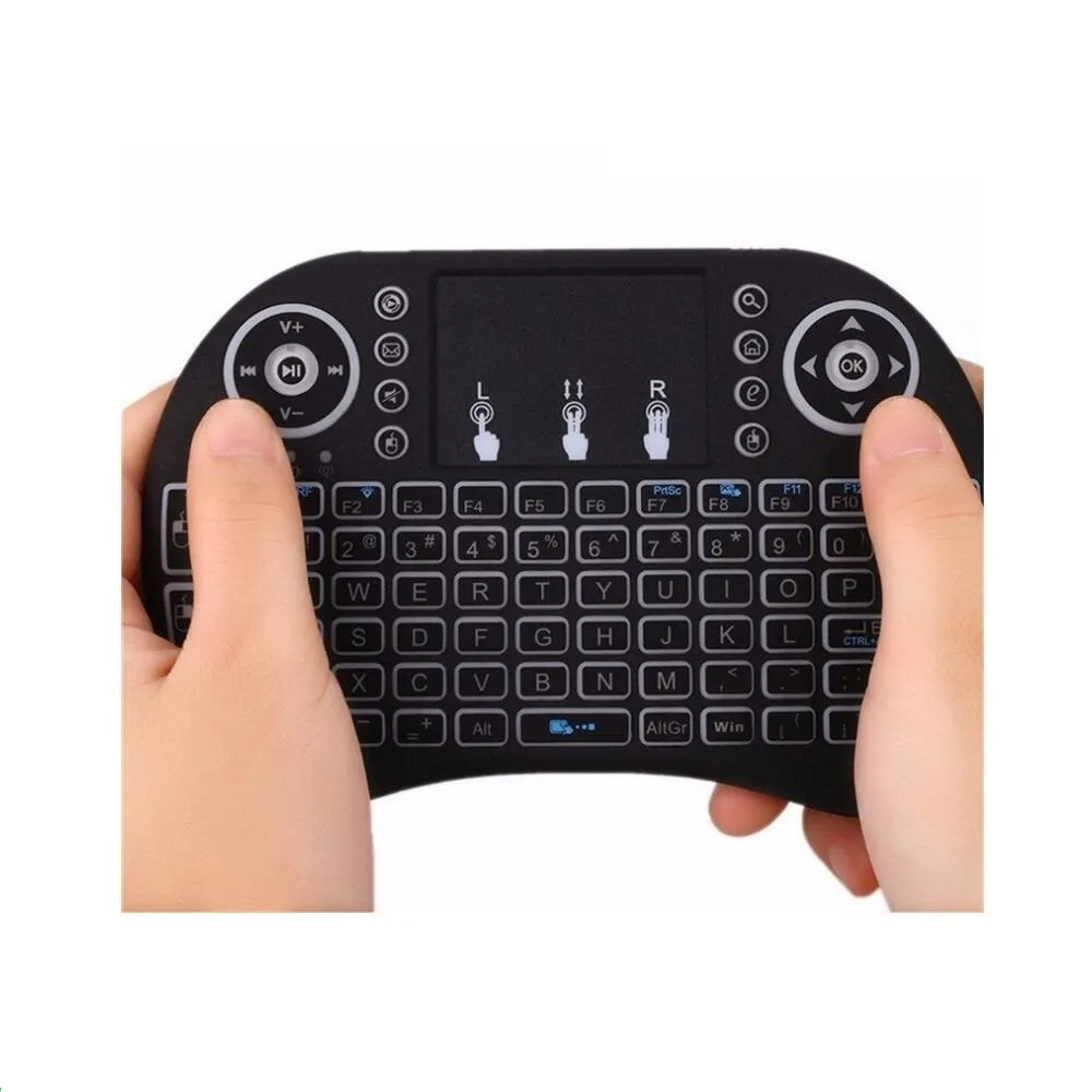 MINI 24 GHz Keyboard rétro-éclairé en fil portable portable portable avec des claviers de rétroéclairage TouchPad pour PC Android TV Box LOT1755716