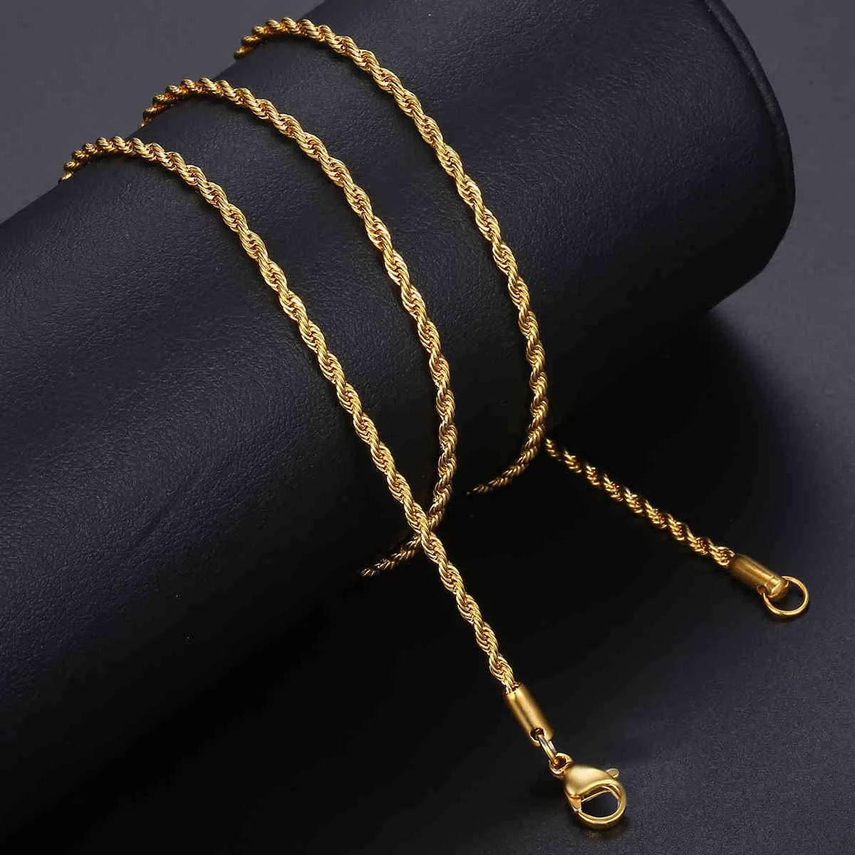 Gold Chain For Men Women Wheat Figaro Rope Cuban Link Chain Gold Filled Stainless Steel Necklaces Male Jewelry Gift Whole245I