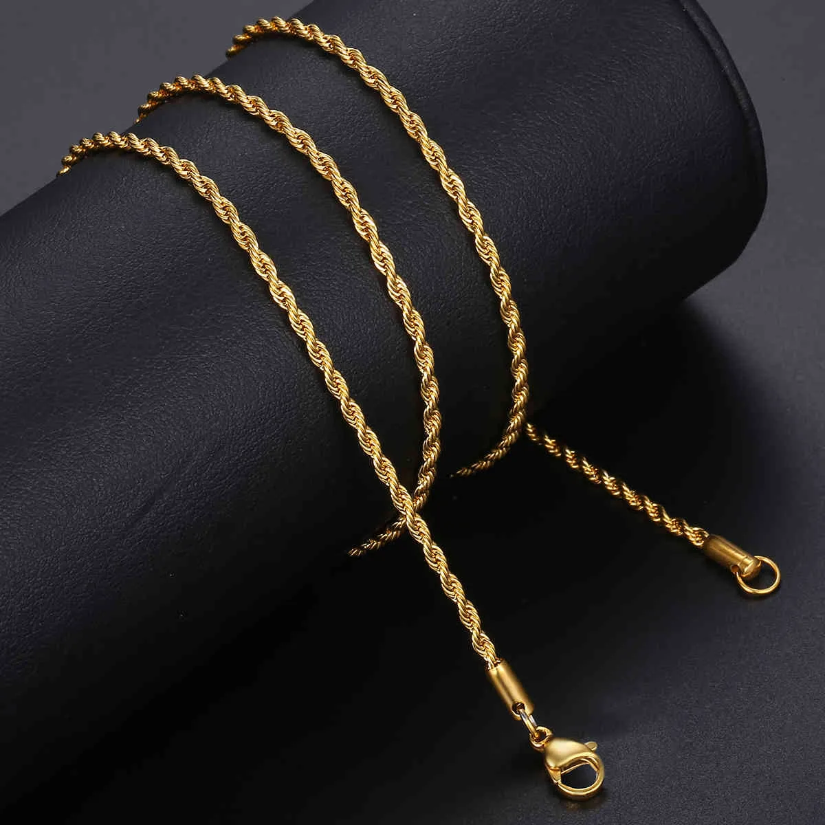 Goldkette für Männer und Frauen, Weizen-Figaro-Seil, kubanische Gliederkette, Gold gefüllt, Edelstahl-Halsketten, männlicher Schmuck, Geschenk, Whole236L