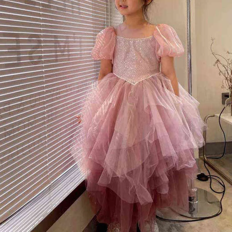Детская мода лолита одежда девочек кружева принцесса фея пушистые сладкое платье детские дети сетки костюм подростки платье детская одежда G1129