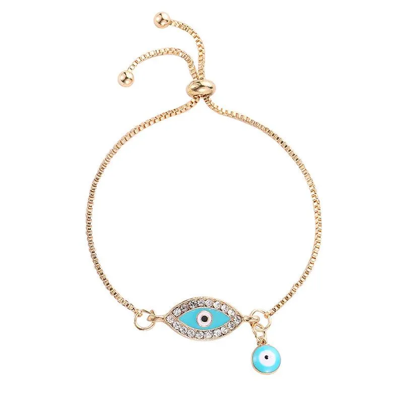 Bracelets de charme Européen Flash Crystal Devil's Eye Bracelet Strass Style Ethnique Y2K Bijoux Monocouche Pour Gothique Whole214k