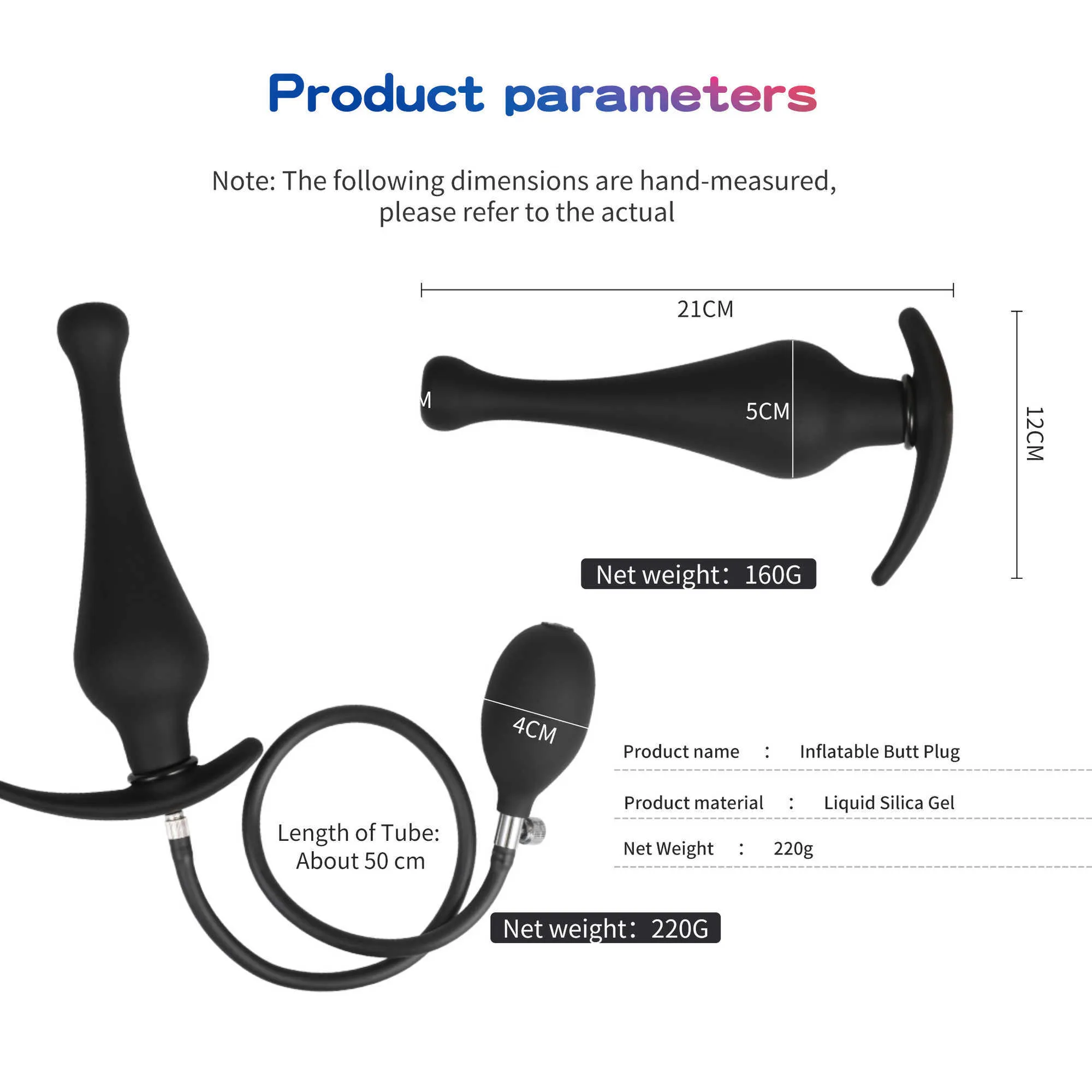 MAS -Artikel Silikon aufblasbare Analstecker 21 cm Butt Plug Arsch Sexspielzeug für Frauen Vagina Stimulation Anus Expansion MAS Sex AP2463173