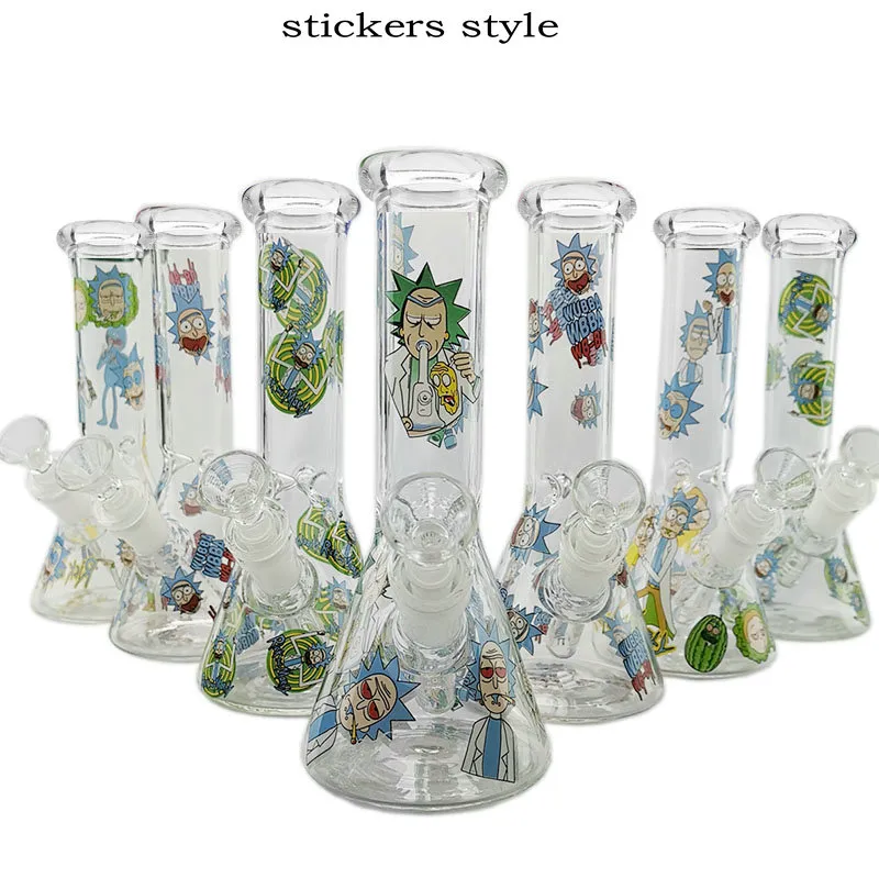 Bong New Design Bongs Glass Water Pipes Bongs Pyrex Water Bongs with Colorful Stickers Beaker Bong Water Pipes Oil Rigs cheechshop sell