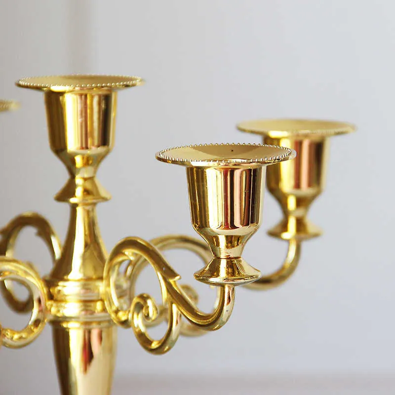 3/5ヘッドメタルピラーキャンドルホルダーローソク足の結婚式の装飾スタンドマリージュの家の家の装飾的な燭台210722