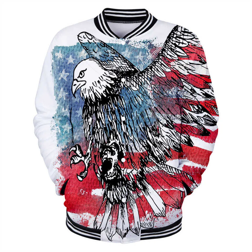 Amerikanska flaggan örn 3d tryckt jacka kappa män kvinnor högkvalitativa streetwear sweatshirt mode usa flagga jackor kläder x0621