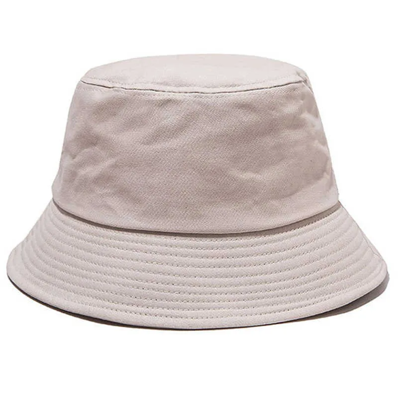 Black White Solid Bucket Hat Unisex Bob Caps Hip Hop Gorros Men Women Summer Panama Cap Beach Sun Fishing Boonie Hat Q0805277Y