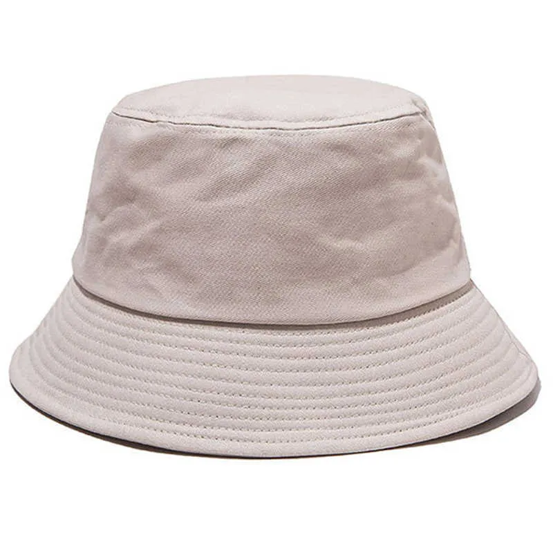 Black White White Solid Bucket Hat Unisex Bob Caps Hip Hop Gorros Mulheres Mulheres Verão Panamá Cap Beach Sun Fishing Boonie Hat Q0805277Y