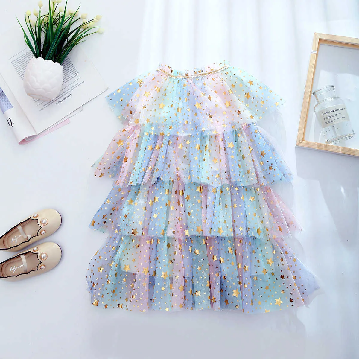 Filles été brillant paillettes robe pour enfants fête d'anniversaire princesse robe enfant en bas âge étincelle arcs-en-ciel vêtements tenue 2 ans 210529