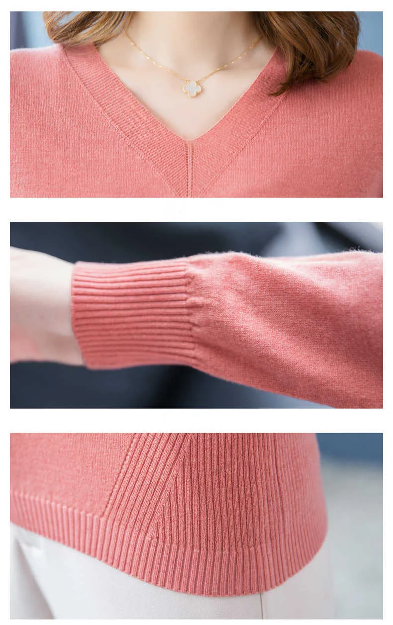 Pullover für Frauen Herbst Winter Kleidung Langarm Plus Größe V-Ausschnitt Pullover B905 210602