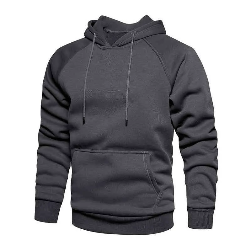 Vinter Mode Tjock Fleece Sweatshirt Mens Hip Hop Långärmad Pullover Hoodies Man Höst Solid Färg Kläder 211230