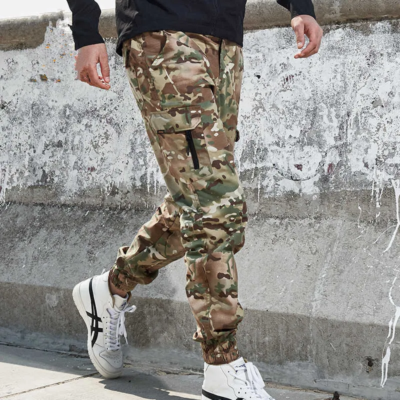 Vår höst kamouflage taktiska byxor män casual vattentät armé militärbyxor joggare streetwear stretch cargo 210715