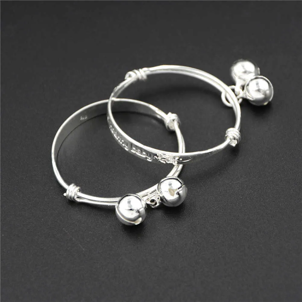 1 Para Moda Bransoletki Dla Dziecka Cute Kid Bell Bransoletki Anklet Noworodka Niemowlę Bransoletka Dzieci Regulowana Baby Bangle Q0722