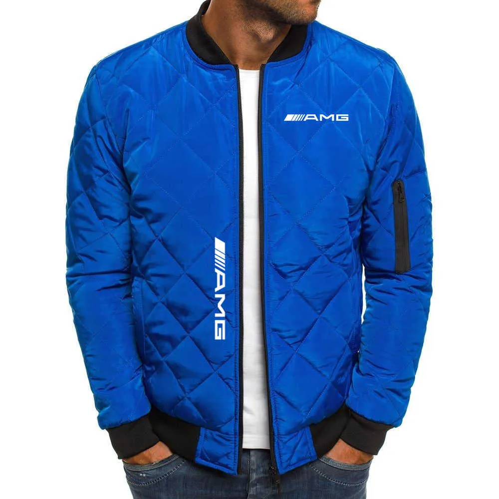 AMG Bedrucktes Plüsch-Baumwoll-Hoodie-Sweatshirt Lässige Outdoor-Jacke Reißverschluss Herren-Sweatshirt Flightsuit-Jackenmantel 211027