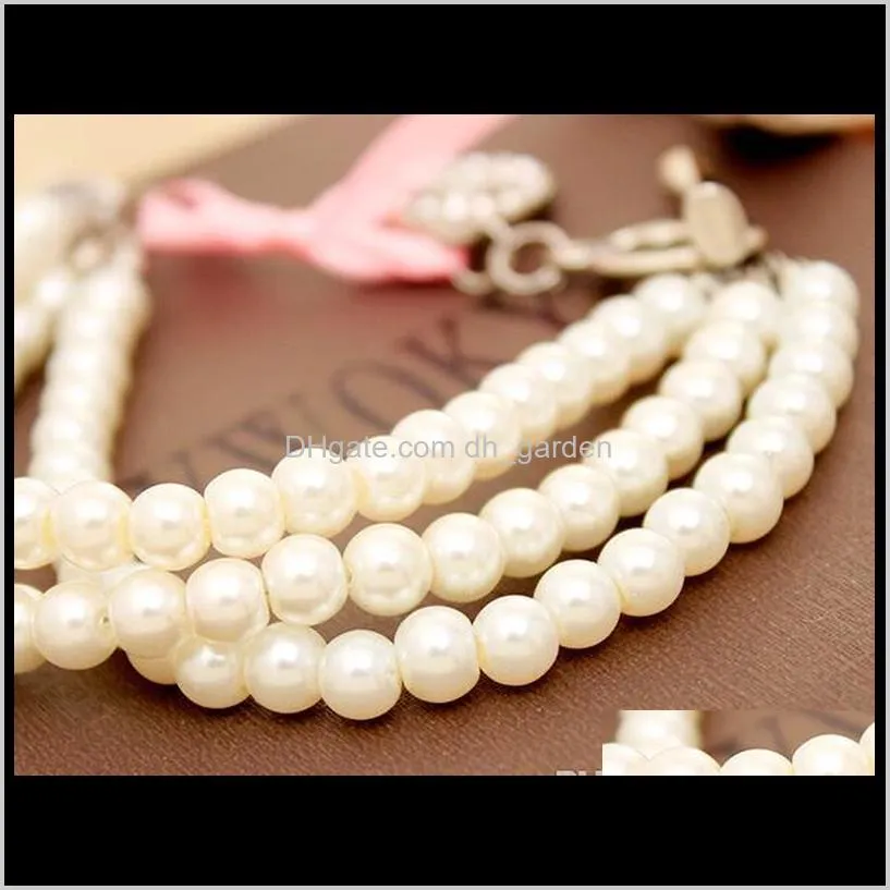 luxury pearl beaded bracelet crystal pearl charm bracelet multi layer wristband women bangle jewelry for wedding gifts