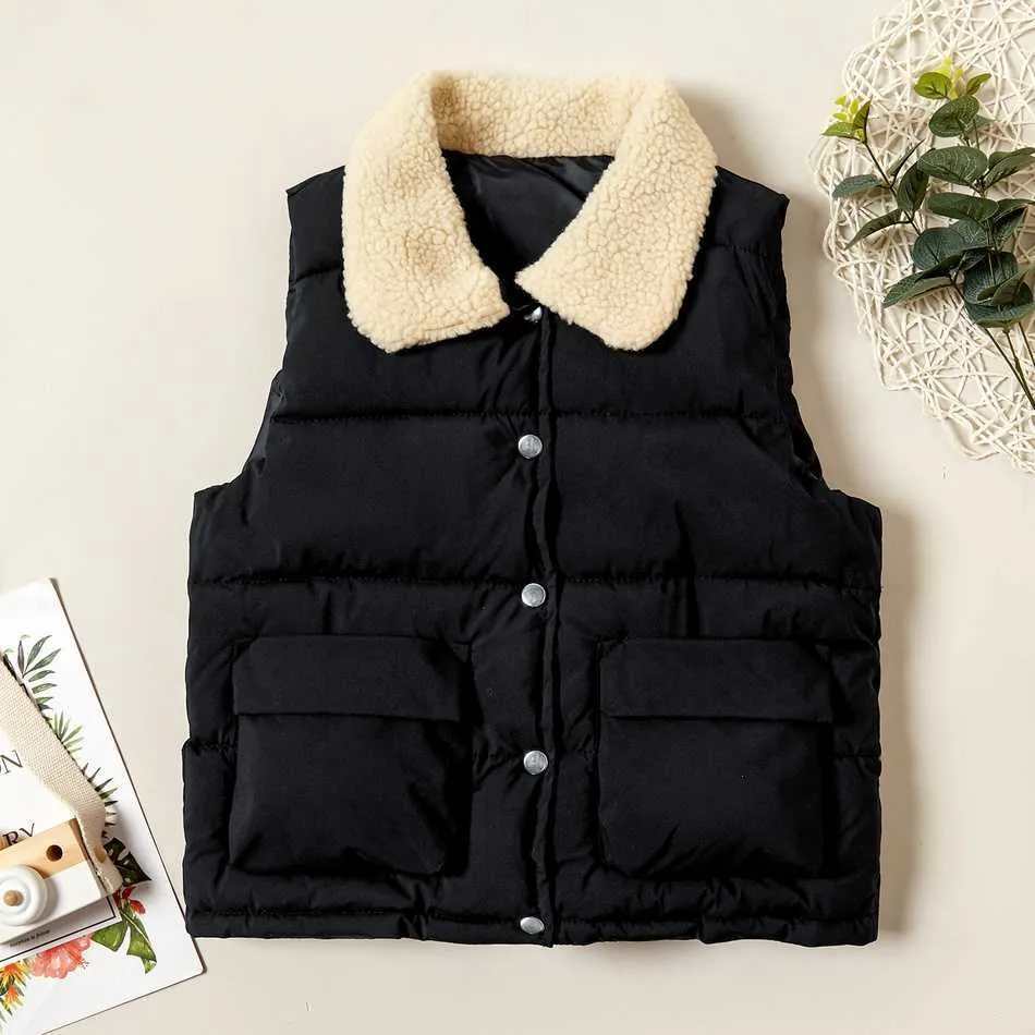 Gilet invernali bambini alla moda in pile con colletto con risvolto vestiti gilet unisex 210528