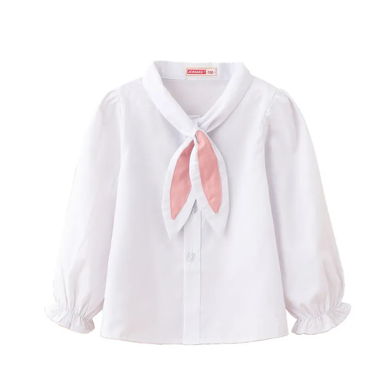 Camicette bambina Camicie Camicie Abbigliamento Camicia bianca ragazza Sciarpa Cravatta rosa Manica lunga Formale Studente scolastico in cotone 21042544127