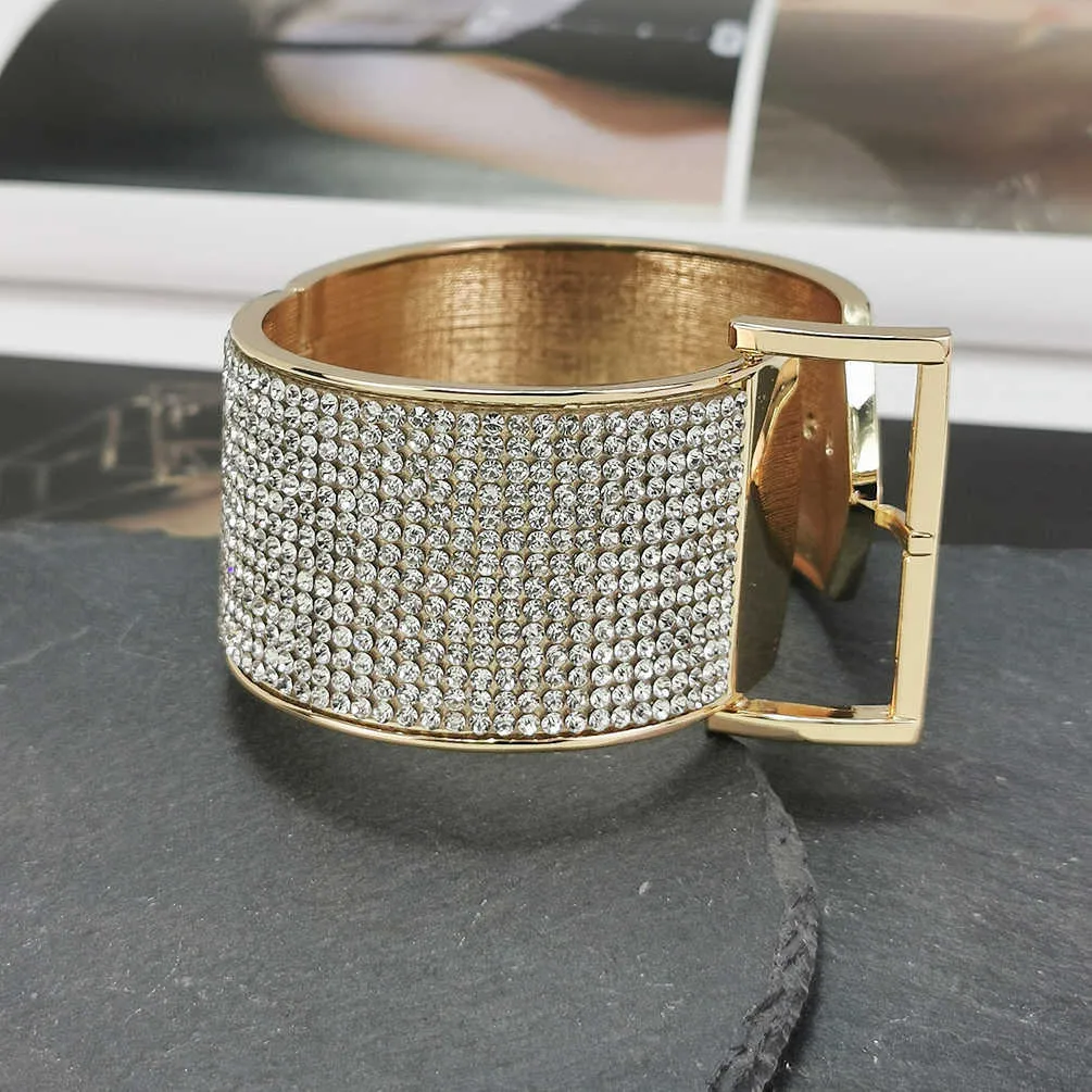 Manilai Kobiety Pas Design Regulowane Bransoletki Złoty Kolor Stop Cynkowy Dżetów Metal Charm Cuff Bangles Instrukcja Biżuteria Q0720