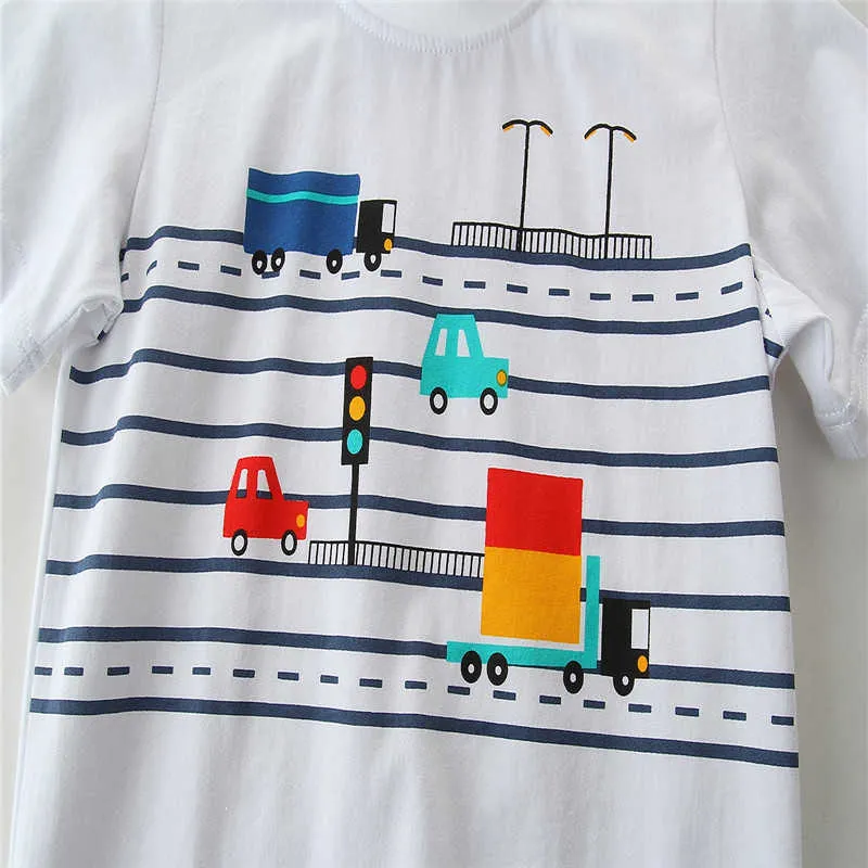 Metros de salto Chin's Children's Camisetas para o verão Imprimir Boys de Algodão Tees Dos Desenhos Animados Crianças Tops Bebê Roupas 210529