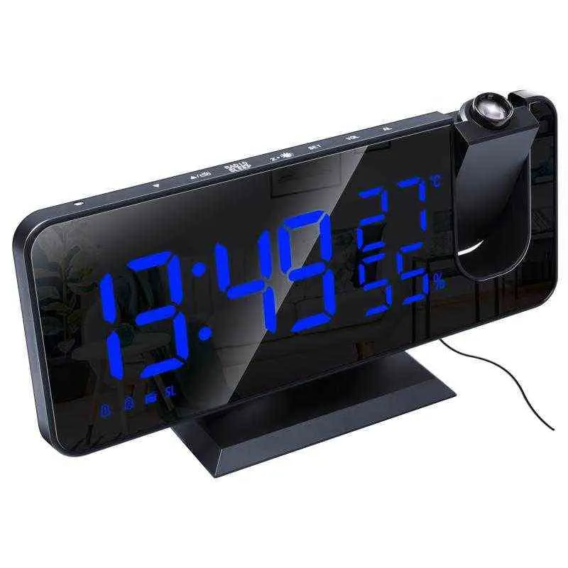 Sveglie USB Decorazioni la casa LED Sveglia digitale Radio Proiezione Multifunzione Comodino Visualizzazione dell'ora Dab Radio Orologio da scrivania 211112