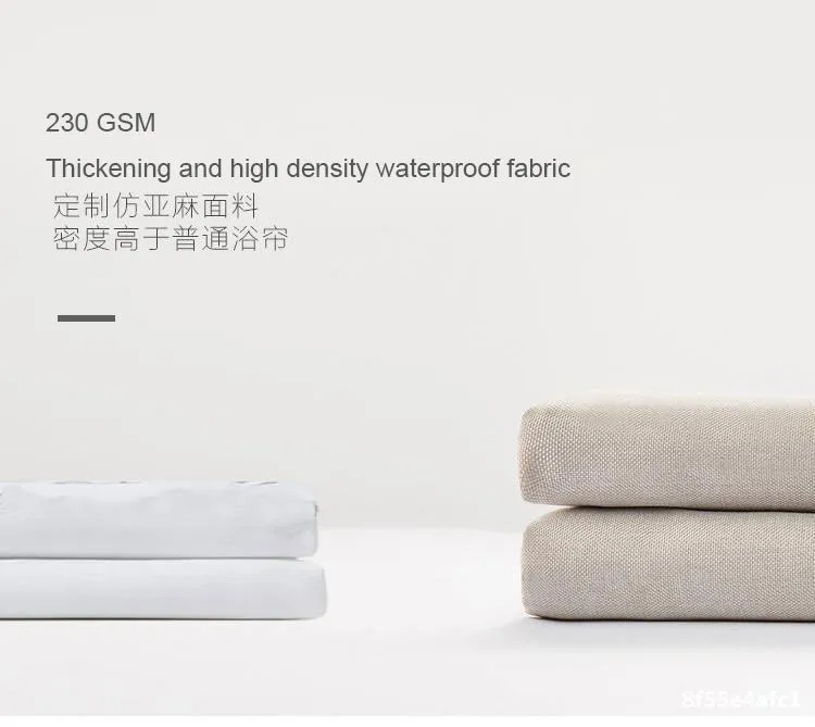 Dikker Grijze imitatie linnen polyester douchegordijn waterdicht badgordijnen voor badkamer met haken Japanse stof 210402