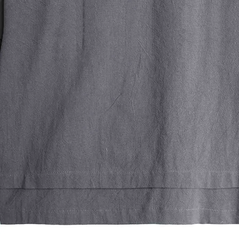[EAM] T-shirt da donna di grandi dimensioni grigia multicolore T-shirt allentata girocollo manica lunga a lanterna Moda Primavera Autunno 1DD6606 210512