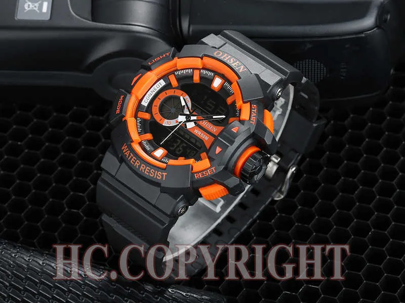 Big Dial Mens Wysokiej Jakości Multi Funkcja Dual Time Display El Light Nurkowanie Sport Wrist Watch G1022