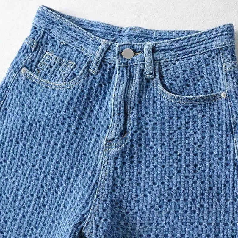 Nomikuma Twisted Weave Jeans Frau Shorts Koreanische Hohe Taille Breite Bein Böden Kausalen Sommer Neue Kurze Feminimos 6G700 210427