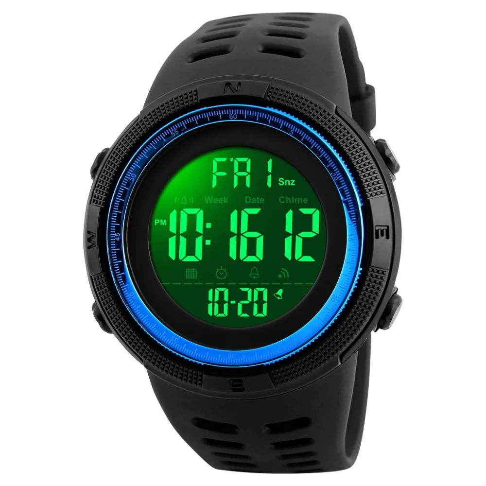Marca SKMEI, relojes deportivos para hombre, moda Chronos, cuenta atrás, reloj Digital LED resistente al agua para hombre, reloj militar, reloj Mascul266l
