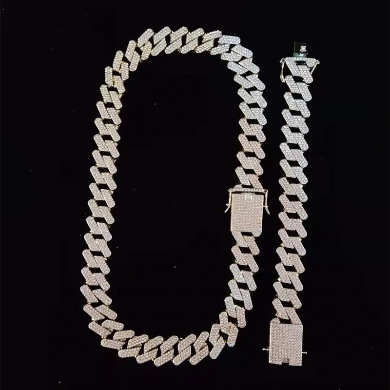 Mężczyźni Hip Hop łańcuch Naszyjnik 20 mm ciężkie rombus łańcuchy kubańskie mrożone Bling Fashion Biżuteria na prezent 220217255o