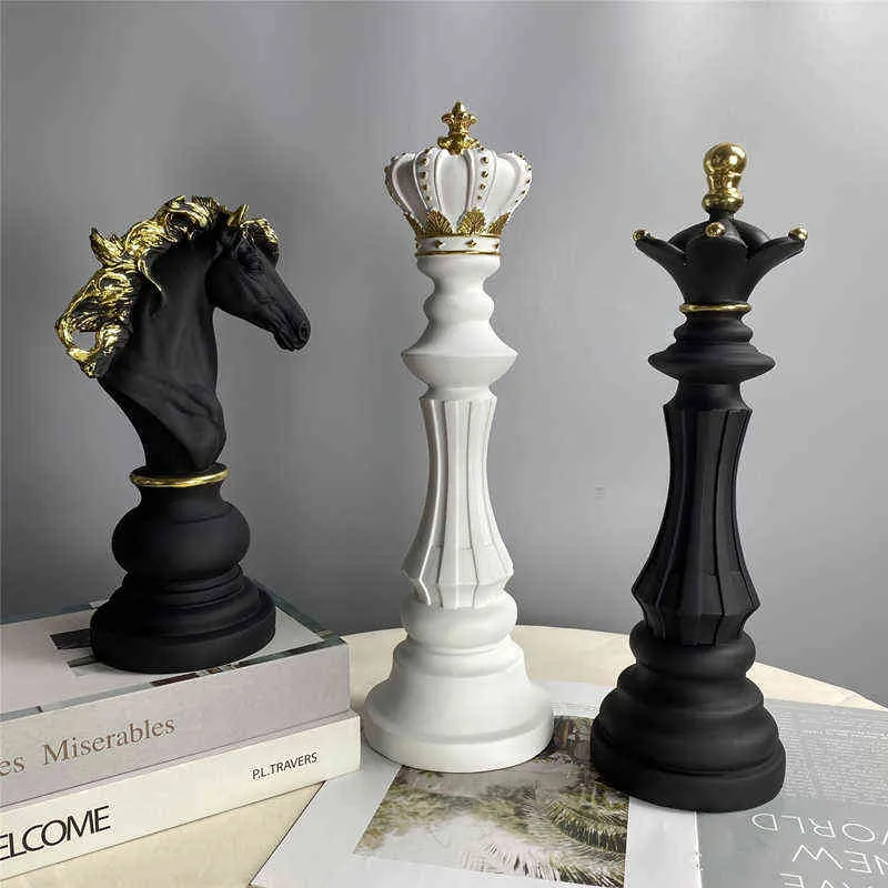 VILEAD 1 pz Figurine di pezzi degli scacchi la decorazione d'interni Ufficio Soggiorno Accessori la decorazione della casa Ornamento moderno di scacchi 211105