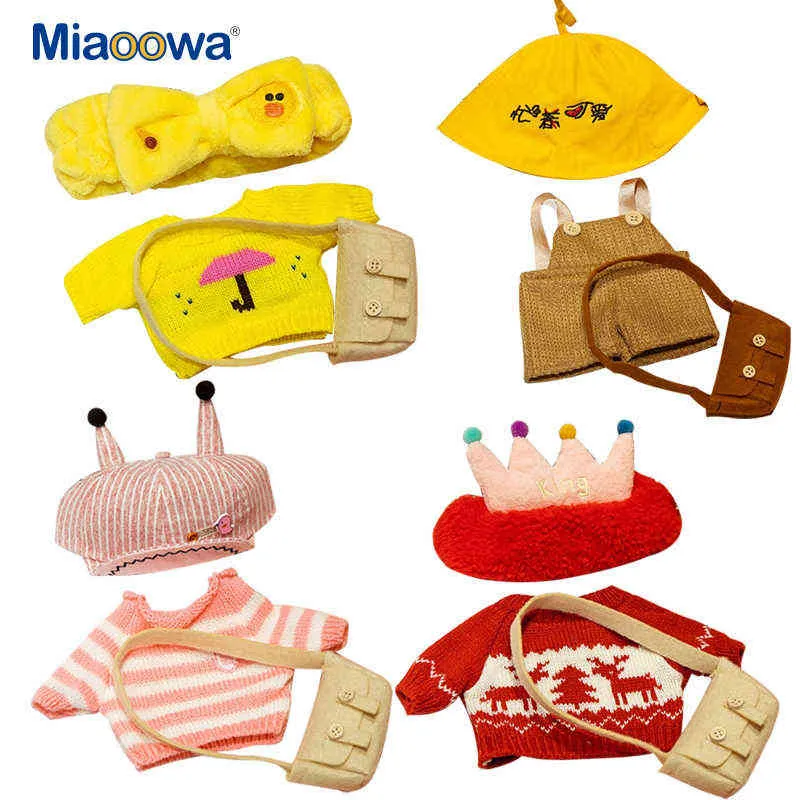 30cm lalafanfan café pato roupa kawaii pato com roupas brinquedos de pelúcia recheado bonecos macios acessórios faixa de cabelo crianças meninas presente y211119