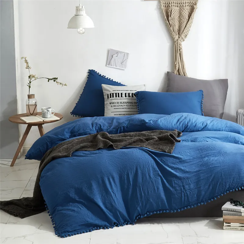 Nordic мягкий милый сплошной белый красный синий подоюзной набор комплект постельное белье кроватей одеяло одеяло с двойным размером постельного белья комплект постельного белья полиэстер