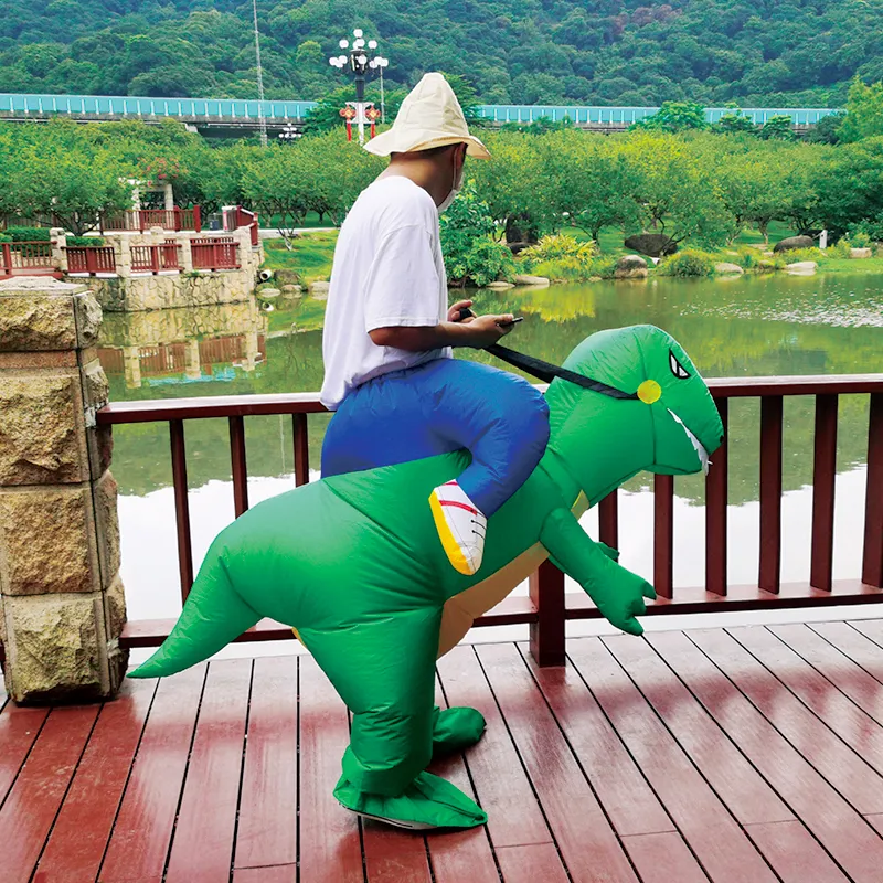 Mascot CostumesAdult Green Dinosaur Inflatable Costumes Halloween Costume Half Body T-rex Role Play Disfraz Fastival CellebrationMascot dol
