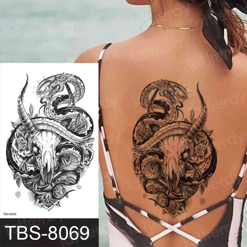 Gefälschte Tatoo wasserdichte Tattoos Bady Art für Frauen Sexy temporäre Tatoos Drachen Tiger Phoenix Wolf Tiere Tatoos Aufkleber