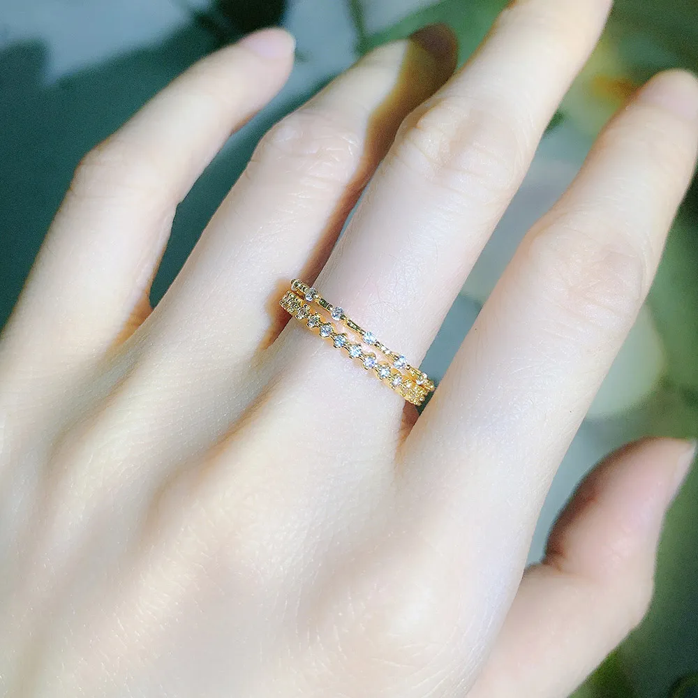 Conjunto de anillos pequeños y pequeños para mujer, anillos de dedo Midi de circonia cúbica de Color dorado, accesorios de joyería para aniversario de boda, regalos KAR229310r