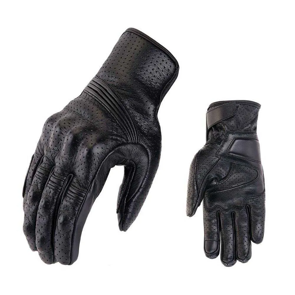Männer/Frauen Motorrad Handschuhe Schaffell Moto Reiten Handschuhe Vintage Schwarz Radfahren Handschuhe Off-Road Racing Ausrüstung H1022