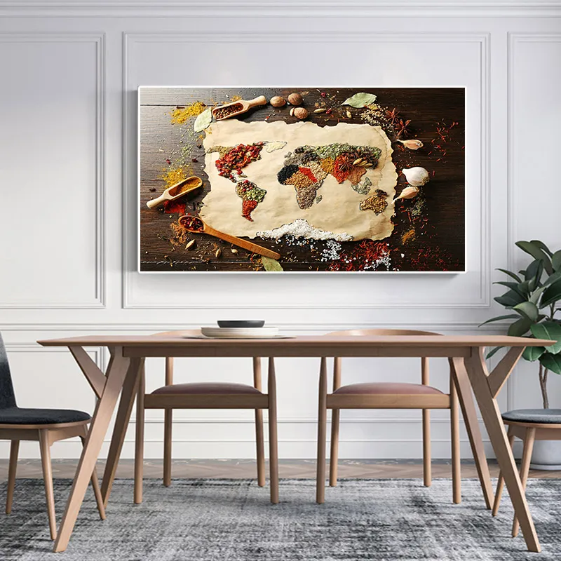 Küche Wand Dekorationen Bunte Gewürze Essen Karte Für Restaurant Home Decor Leinwand Gemälde Moderne Poster Kunst Cuadros Print3755094