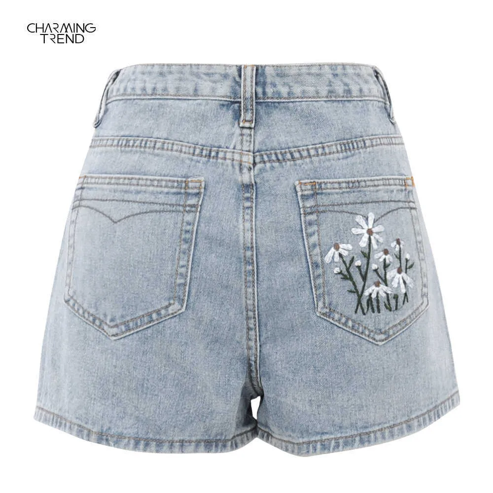 Sommar casual shorts kvinnlig hög midja mode kvinnors denim pojkvän stil 210719