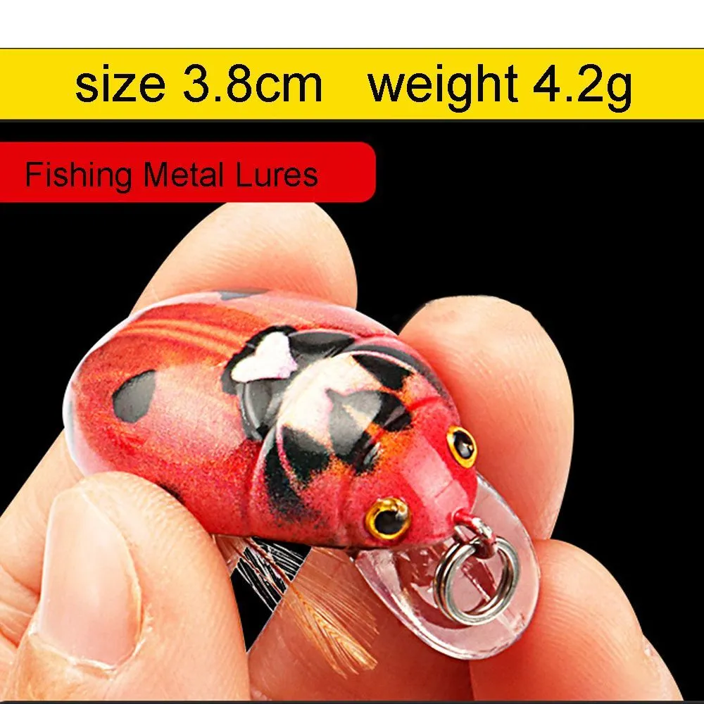 38mm/4.1g matériel de pêche cigale appât leurre insecte coccinelle manivelle flottant Wobblers pour carpe basse