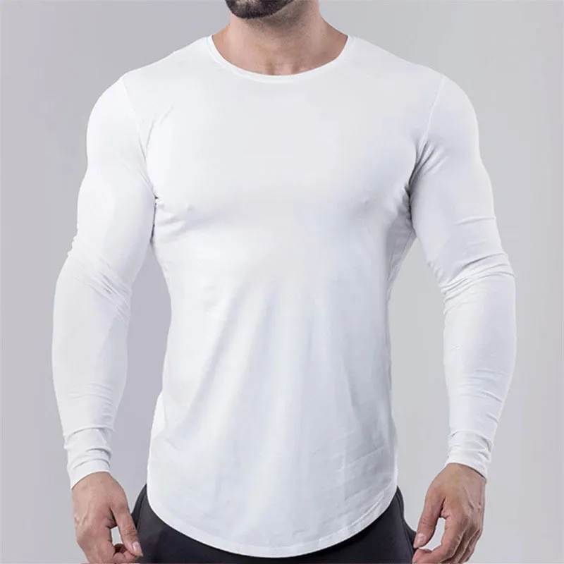 Camicia a compressione Dry Fit Camicia da fitness a maniche lunghe da uomo Camicia da corsa da uomo Maglietta da palestra Maglia da calcio Abbigliamento sportivo T-shirt casual Top 210515