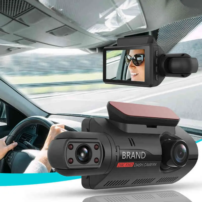 Voiture dvr voiture HD DVR double lentille 1080P enregistreur de conduite Visible la nuit dans la voiture affichage clair double caméra Dash Cam