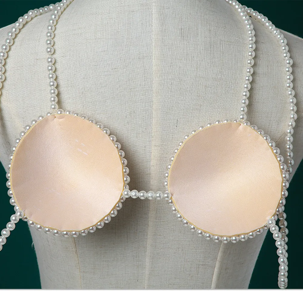 INS Adjustable Pearl Woven Sexy Harness Chest Chain Top Jewelry for Women Pearls Body Necklace Breast Bra