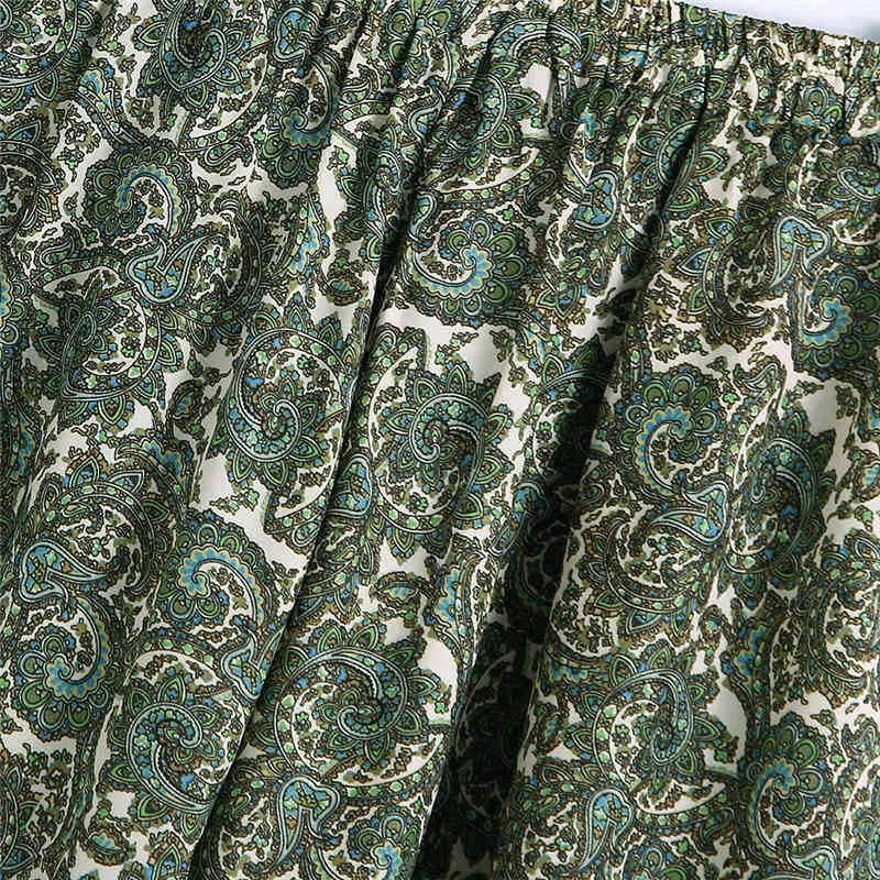 Vintage chic paisley kjol kvinnor sommar mode draped ankel-legth lady elegant pläterad lång kvinnlig 210430