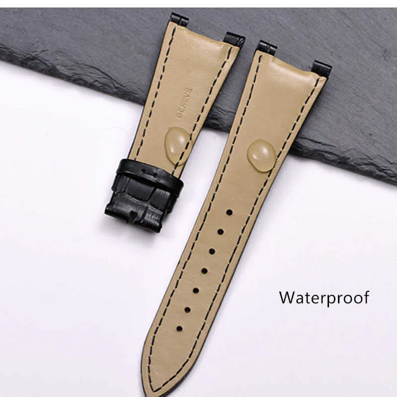 Bracelet de montre en cuir véritable de 25 mm pour Patek Pp 5711 / 5712g Bracelet Nautilus pour hommes Bracelet à encoche dédié Fermoir pliant H0915