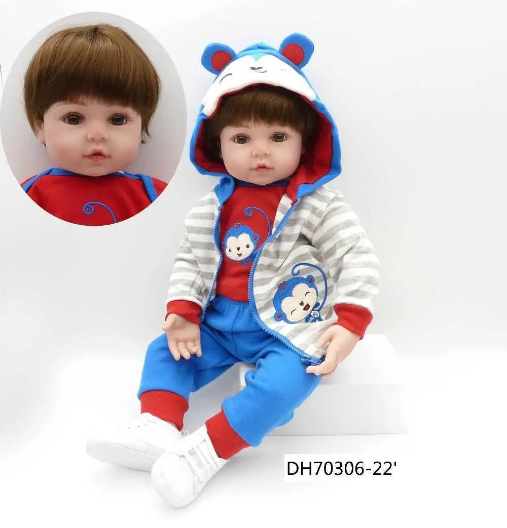 47cm bébé jouet poupées en silicone souple vinyle Bebe Reborne Menino poupées jouets maison jouer enfant vacances cadeau LoL Q0910