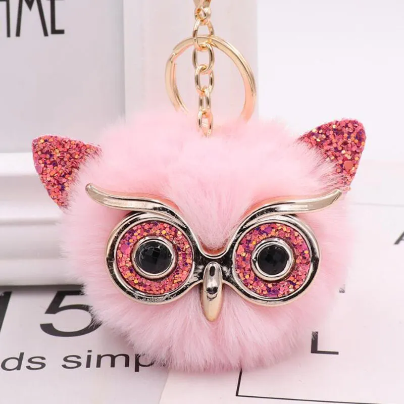 Porte-clés en peluche avec visage de hibou, poupées d'animaux de dessin animé avec paillettes, yeux scintillants, décoration de sac pour filles, bijoux pour femmes, 100 pièces